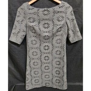 ADRIANA PAPELL‎ Gray Embroidered Shift Dress Cutout Business Casual Lined Sz 4
